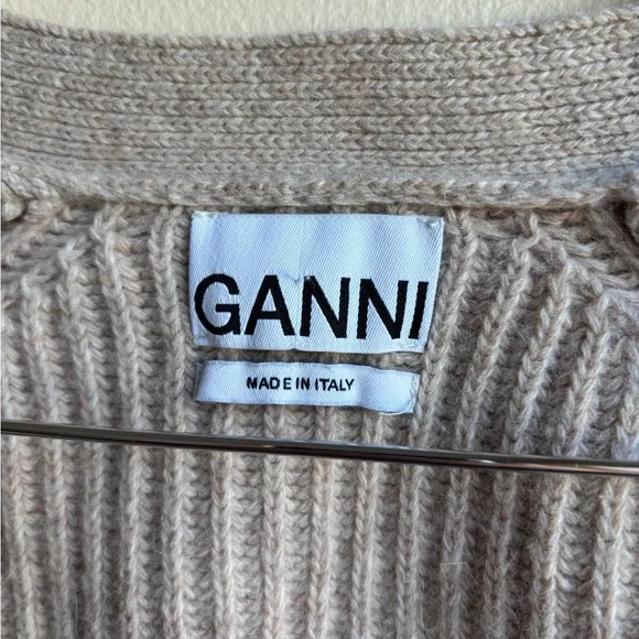 Ganni Taupe Ribbed Cardigan - Picture 2 of 3